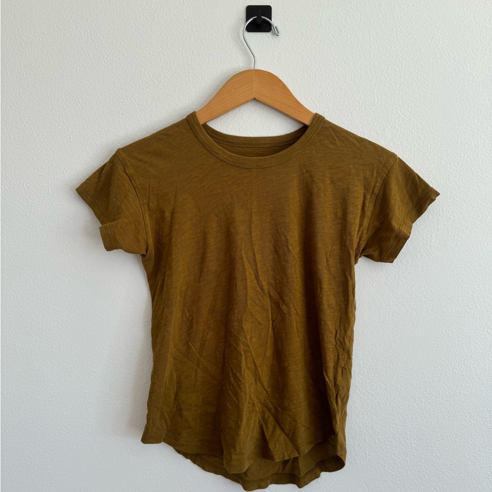 Madewell Golden Spinach Short Sleeve Whisper Cotton Rib Crewneck Tee - Picture 2 of 4